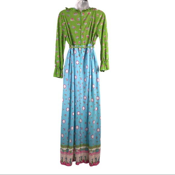 🌸HOST PICK🌸Vtg 1970 Floral Loungewear Maxi Dress - Picture 5 of 15